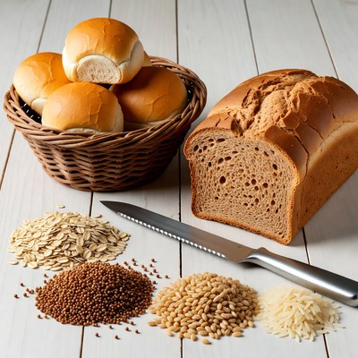 Fresh Bread Basket with Grains