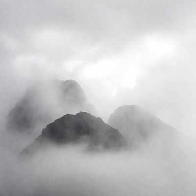 Mountains in Thick Fog