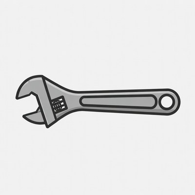 Silver Adjustable Wrench Illustration
