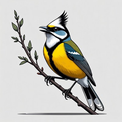 Crested bird perched on branch