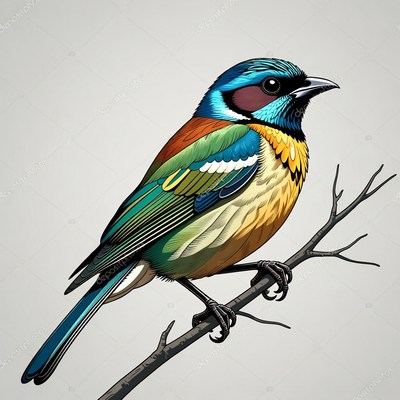 Colorful Fairy Wren Perched on Branch