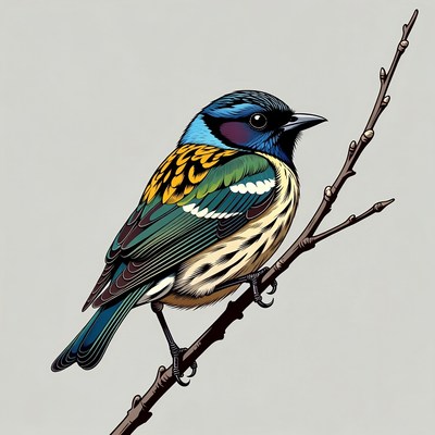 Colorful bird perched on branch