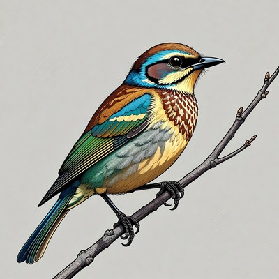 Colorful Bee-Eater Bird on Branch