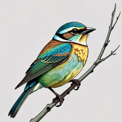 Colorful Bee-Eater Bird on Branch