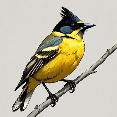 Crested black-headed oriole perched on branch