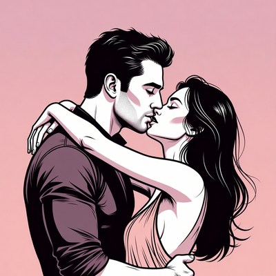 Man kissing woman passionately