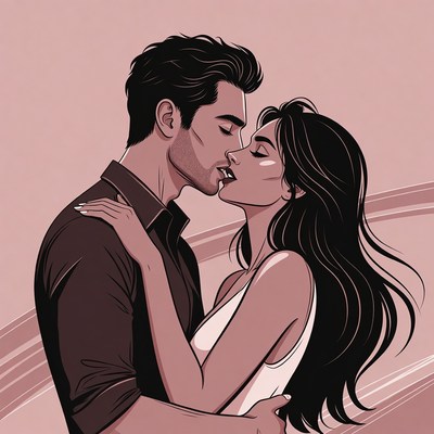 Man and woman kissing passionately