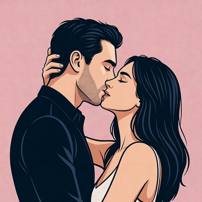 Man kissing woman passionately