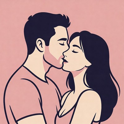 Man kissing woman illustration