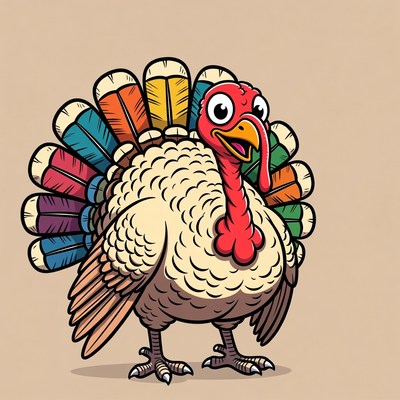 Colorful Cartoon Turkey Illustration