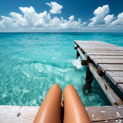 Woman's Legs on Tropical Pier
