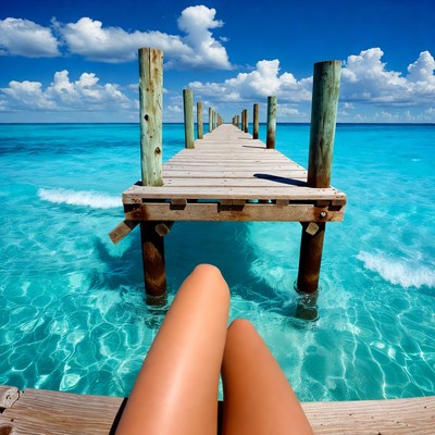 Woman's Legs on Tropical Pier