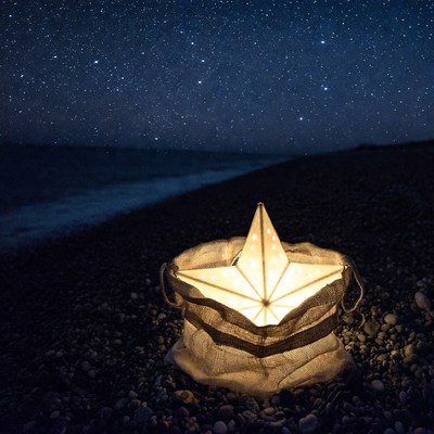 Star Lantern on Beach at Night