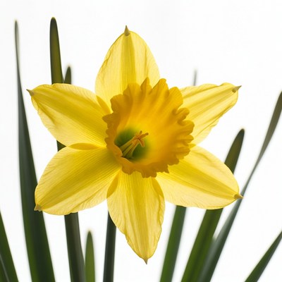 Yellow Daffodil Flower with Green Stems