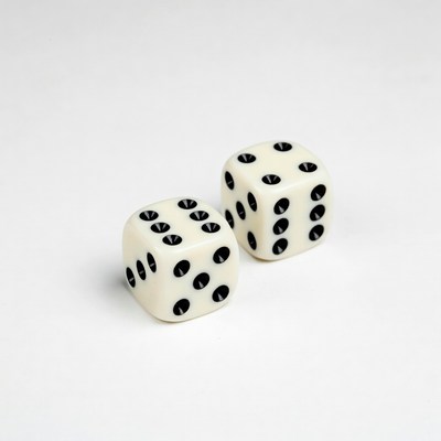 Two white dice on white background