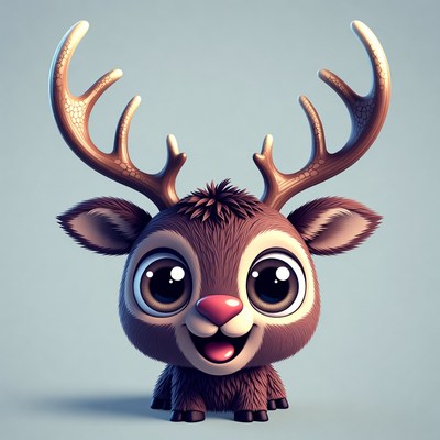 Cute 3D Cartoon Reindeer
