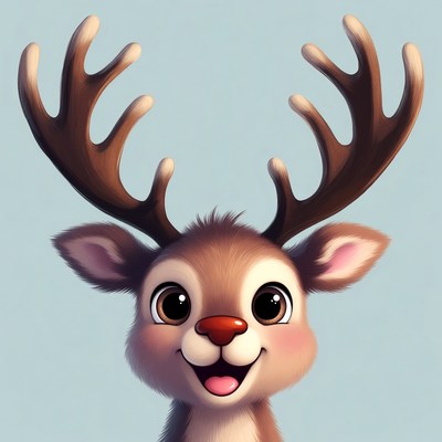Cute Cartoon Reindeer Smiling