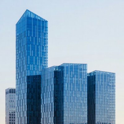 Modern Blue Glass Skyscrapers