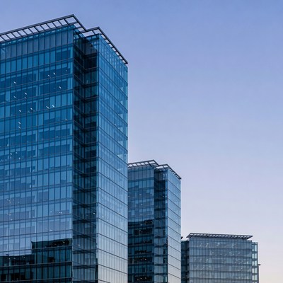 Modern Glass Skyscrapers at Dusk