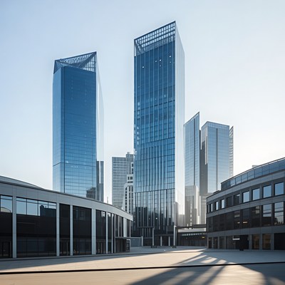 Modern Skyscrapers in City Plaza