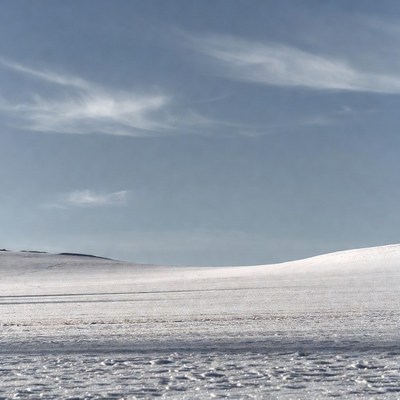Snowy Field Under Blue Sky