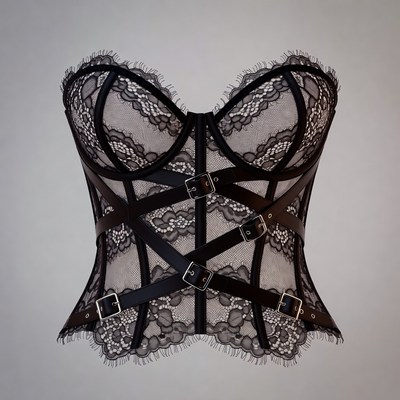 Black Lace Strap Corset