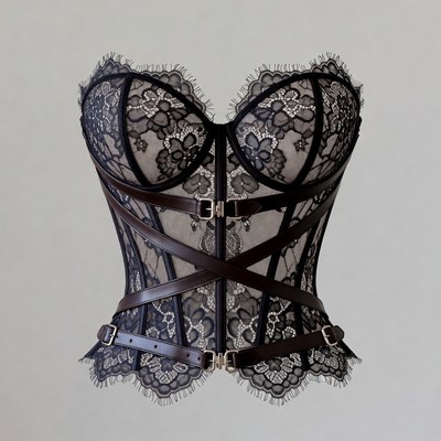 Black Lace Strap Corset