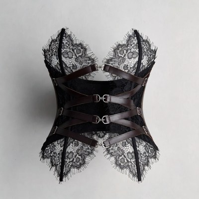 Black Lace Leather Corset