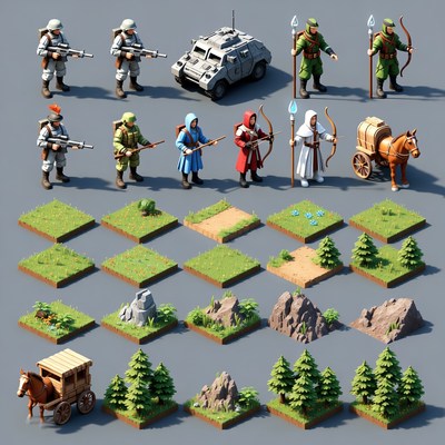 Fantasy Soldiers Terrain Game Assets