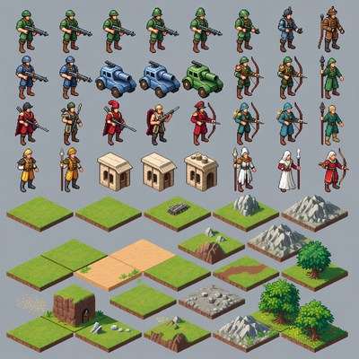 Pixel Art Soldiers Terrain Tileset