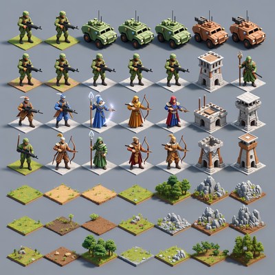 Fantasy Army 3D Game Tileset