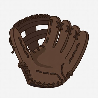Brown baseball glove illustration