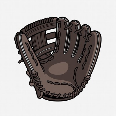 Brown baseball glove illustration