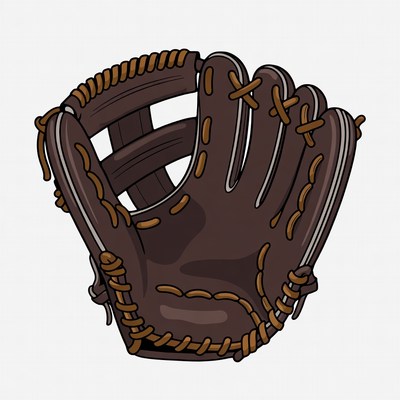 Brown baseball glove illustration