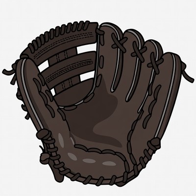 Brown Baseball Glove Illustration