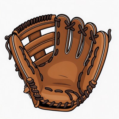 Brown baseball glove illustration