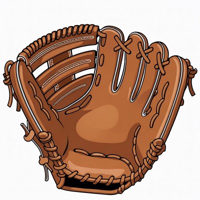 Brown baseball glove illustration