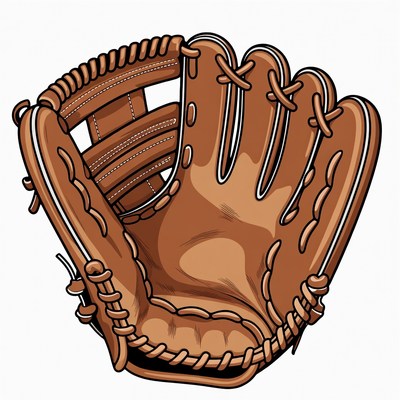 Brown baseball glove illustration