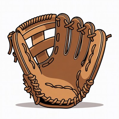 Brown baseball glove illustration