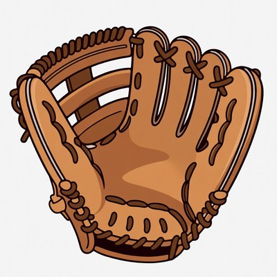 Brown baseball glove illustration