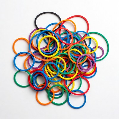 Colorful rubber bands pile