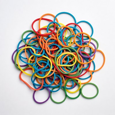 Colorful rubber bands pile