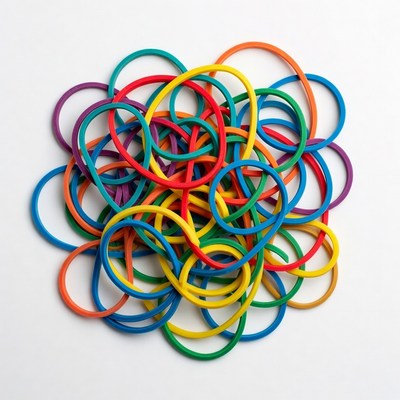 Colorful rubber bands pile