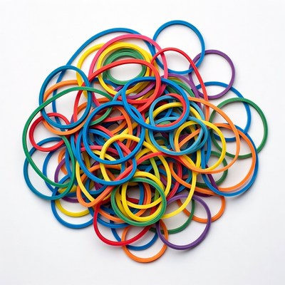Colorful rubber bands pile