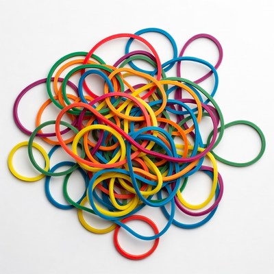 Colorful rubber bands pile
