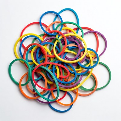 Colorful rubber bands pile
