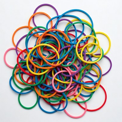 Colorful rubber bands pile