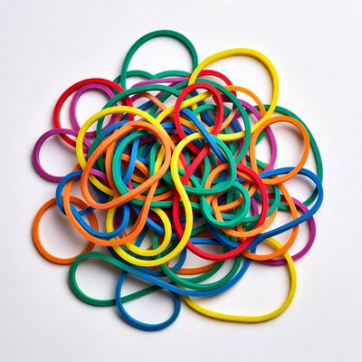 Colorful rubber bands pile