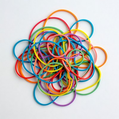 Colorful rubber bands pile