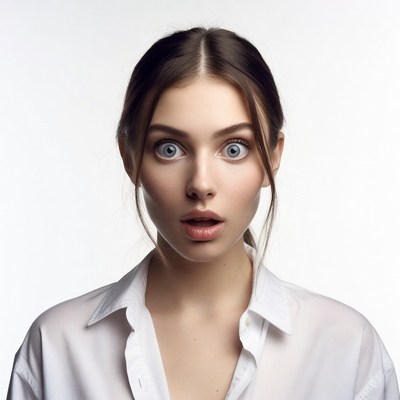 Woman with wide surprised eyes